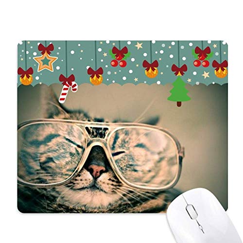 Tapis de souris chat à lunettes ordinateur tapis caoutchouc antidérapant pc