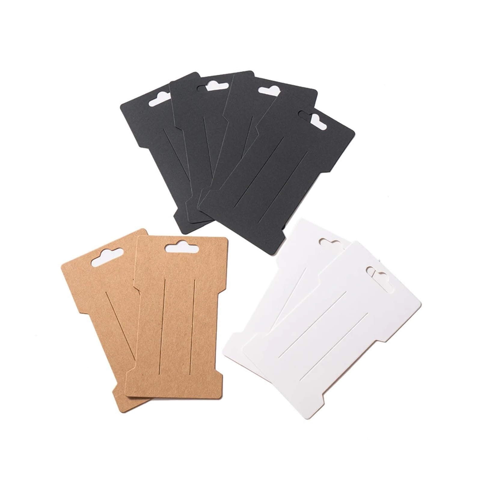 200 pinzas para el pelo de 6,6 x 11,5 cm, tarjetas de exhibición de joyas, tarjetas de papel kraft en blanco, clip para el pelo, etiqueta de precio, embalaje de horquilla, soporte de cartón (blanco)