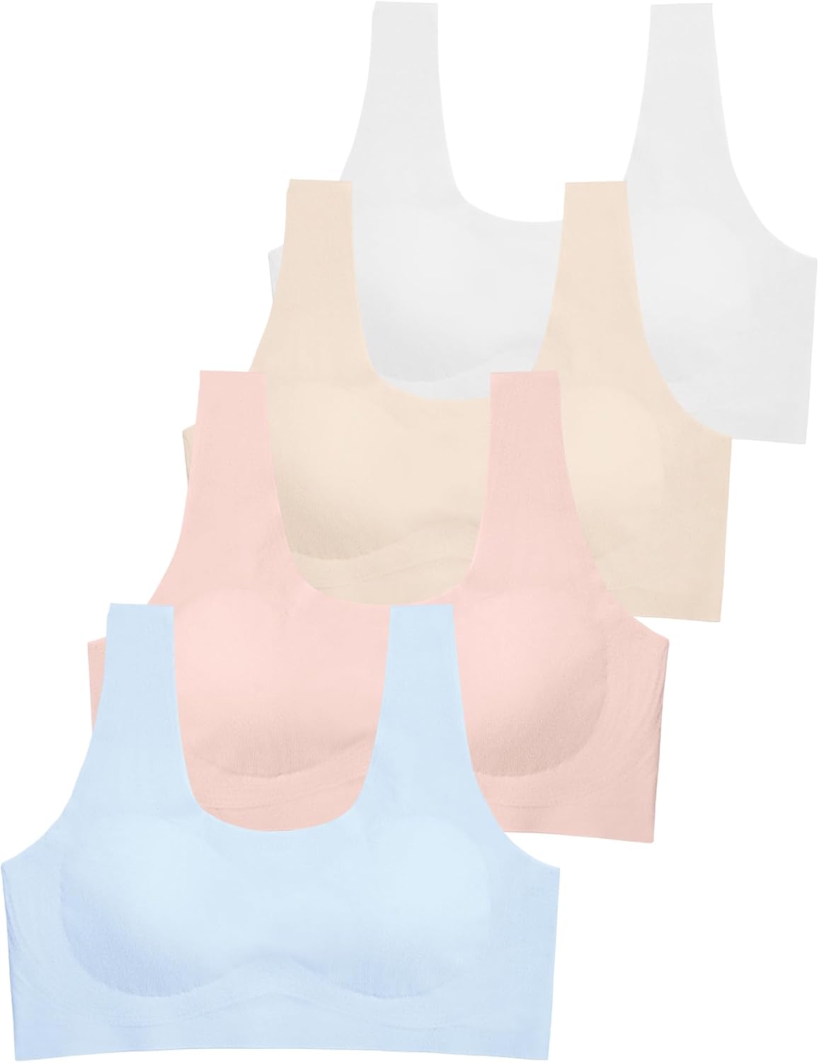 Girls Training Bras 10-16, Seamless Sports Bras with Removable Pads