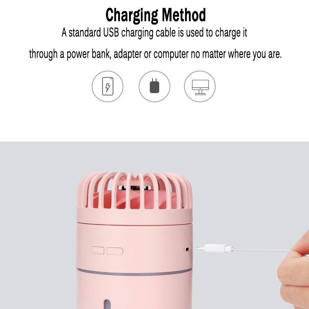 Wentylator biurkowy USB rozpylacz wody mgła cichy wentylator LED światło 2000 mAh USB akumulator nawilżacz biurko klimatyzator elektryczny mini przenośny (kolor: niebieski)