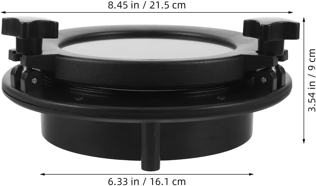 Yardwe Marine Round Port Hatch Window for Rv and Vessels with Explosion-Proof Tempered Glass and Sturdy Build, Black Round Yacht Boat Porthole Window for Boating and Sailing Use