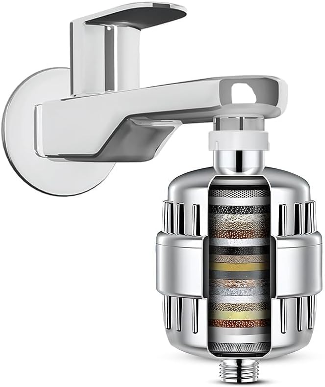 WEAQUA CB-20 PRO Shower & Tap Water Filter with 20-Stage Filtration | Hard Water Softener for Bathroom Use | Improves Skin And Reduce Hair Fall | Removes Chlorine & Impurities (Chrome, 20 Stage)