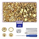 120sets Leather Snaps and Fasteners Kit, 12.5mm Gold Snap Fasteners Kit, Leather Snaps, Metal Heavy
