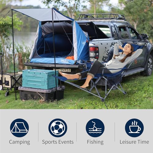 SICHCIS CAMPINGCHAIR Silla Plegable Reclinable para Camping con Reposapiés 3 en 1 Azul Marino miniatura 3