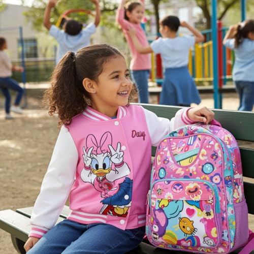 Image of Disney Girl & Boy Varsity Bomber Jacket Fall Sweatshirt Toddler to Big Kid | Officially Licensed Jacket with Mickey, Minnie, Spider-Man, Gwen, Toy Story, Cars, Frozen, Princess, Stitch, Zootopia Designs