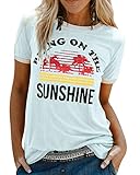 👕Oberteil Damen Sommer Stil: Bluse damen kurzarm freizeit, süß, Sport, Briefdruck, Rundhals Kurzarm Tshirt, extrem schön und sexy, kurzarm blusen damen perfektes Geschenk für Damen oder Ihre Freunde.