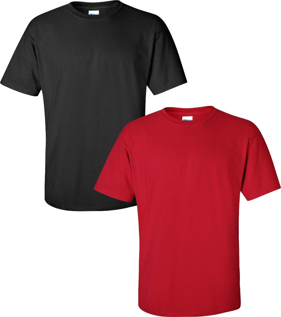 Gildan Lot de 2 t-shirts en coton pour homme Style G2000 - noir - Taille XL