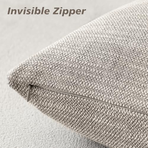 Image of Foindtower Set of 2 Decorative Textured Burlap Linen Throw Pillow Covers Farmhouse Boho Cushion Cover Solid Accent Pillowcase for Couch Sofa Bed Living Room Home Decor, 24x24 Inch,Light Grey