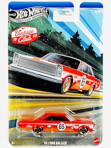 Image of Hot Wheels 1:64 Scale Toy Car, Collectible Die-Cast Vintage Ford Galaxie with Exclusive Wheels & Race-Inspired Packaging, Vintage Grand Prix