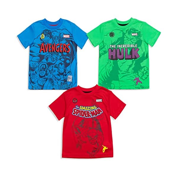 Marvel Avengers Spider-Man Hulk 3 Pack Athletic T-Shirt