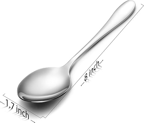 Vista 3 de Cuchara de cena de acero inoxidable de 24 piezas, cucharadas grandes, 8 pulgadas (24 piezas)