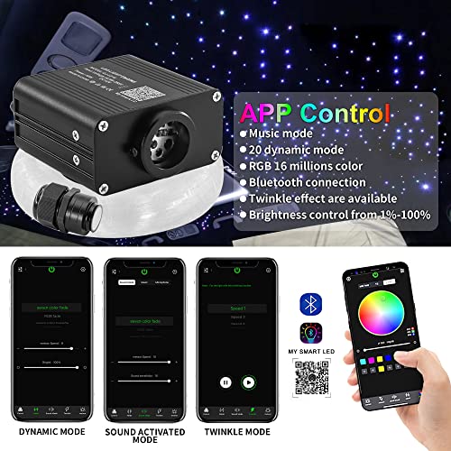 Image of ATOKEE Starlight Headliner Kit 550pcs 0.03in 13.1ft, 16W Twinkle Small Size Fiber Optic Star Lights for Car Roof Decor with APP /Remote Control