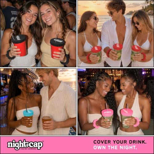 Cubierta de prevención para bebidas NightCap banda elástica negra para vasos 7