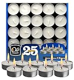 Ohr Candles Tealight Candles - 25 Pack Tea Lights Candles - White Tealights Unscented - 3 Hour Burn Time