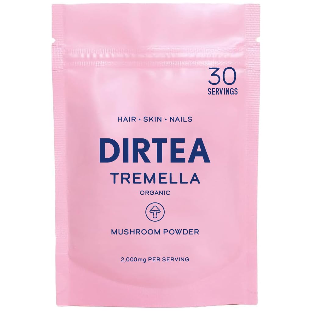 DIRTEA Tremella Mushroom Powder | 2,000mg / Serving | Organic, Vegan & Non GMO | Skin Hydration & Collagen Production | High Strength Supplement | 60g - 30 Servings