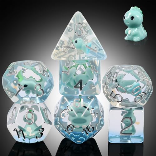 Dinosaur D&D Dice Set 7PCS Polyhedral Dice for Dungeons and