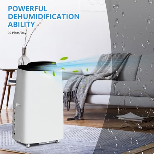 14,000 BTU Portable Air Conditioner Cools Up to 750 Sq.Ft, 3-IN-1 Quiet Portable AC Unit with Remote Control & Installation Kits for Large Room, Smart/Sleep Mode, Auto Swing, 24H Timer - Image 4