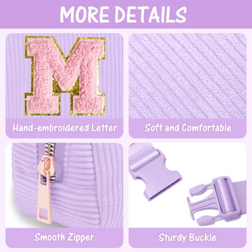 Image of Gitus Gifts for Girls Birthday Gifts for 10 11 12 13 14 15 16 Year Old Girls Initial Fanny Pack Belt Bag Crossbody Bag for Teen Girl Gifts Trendy Stuff Personalized Gifts Preppy Stuff (Lavender-M)