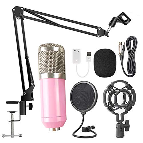 Heaven2017 Condenser Microphone Bundle Set Bm-800 Vocal Recording Wired Mic Set For Studio Audio Recording & Broadcasting Pink #TOP26