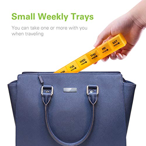 Bug Hull Pill Organizer Monthly, Moisture-Proof 4 Weeks Pill Box, Large Pill Case 28 Day, Medicine Organizer One Month, 30 Day Pill Container For Vitamin, Supplements #TOP5