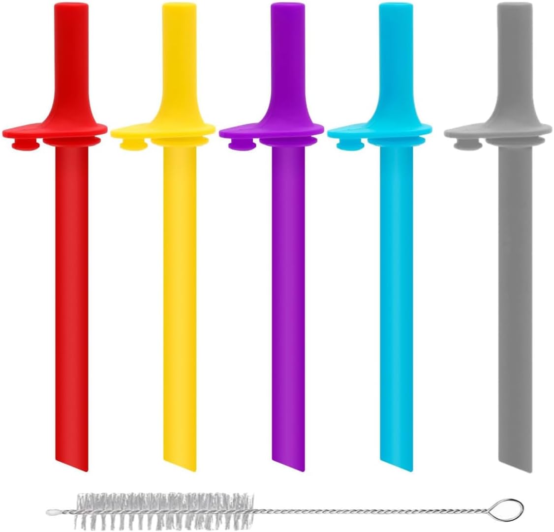 Replacement Straws for Zak Designs 15OZ Water Bottle,Transparent and Food Grade Reusable Straws with Cleaning Brush, Pack of 5