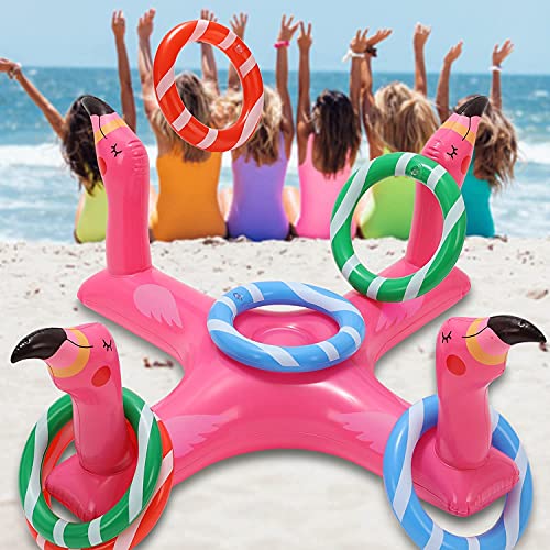 H-Style Pool Ring Toss Games, Inflatable Flamingo Pool Toys With 6Pcs Rings For Kids And Adults, Multiplayer Summer Swimming Pool & Beach Party Funny Games For Friends And Family #TOP3