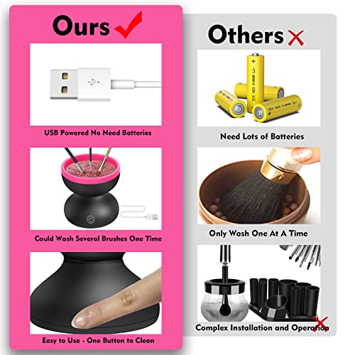 Electric Makeup Brush Cleaner Machine, Portable Automatic Spinner Brush Cleaner Tools For All Size Makeup Brushes, Make Up Brush Cleaner Cleanser Gifts For Women Girlfriend Wife Mom Daughter(Black) #TOP3