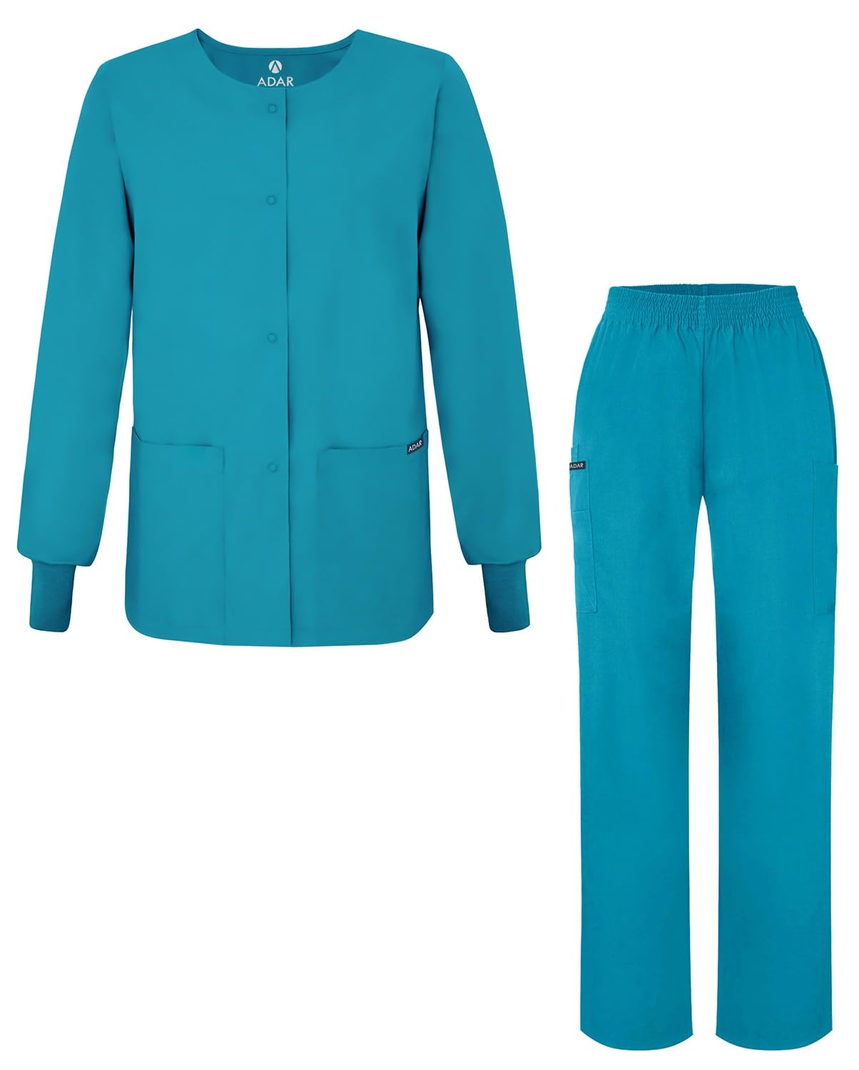 Adar Uniforme médico para mujer: chaqueta y pantalones elásticos sin cordones