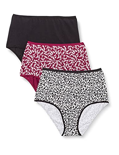 Iris & Lilly Culotte Taille Haute en Coton Femme, Lot de 3, Noir, Impriméanimaux/Imprimé Fleuri, 42 Cover