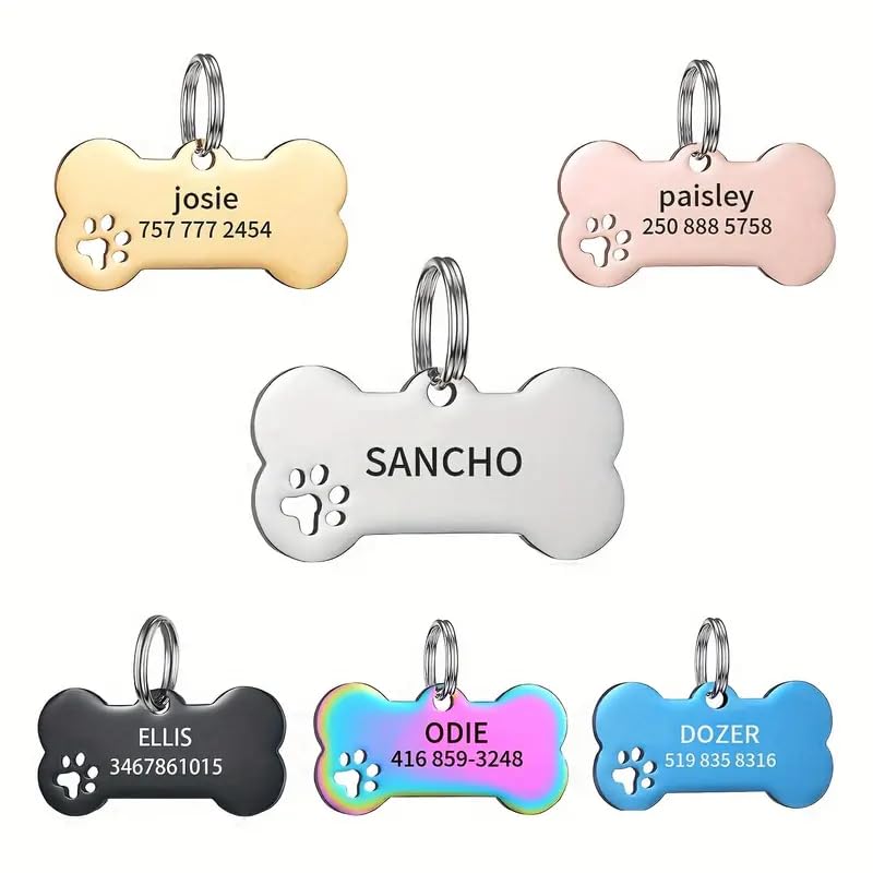 Engraved Tags Personalized for Pets BUGMKCS Customized Pet Supplies with Name Number Hollow Cute Cat Dog Id Tag