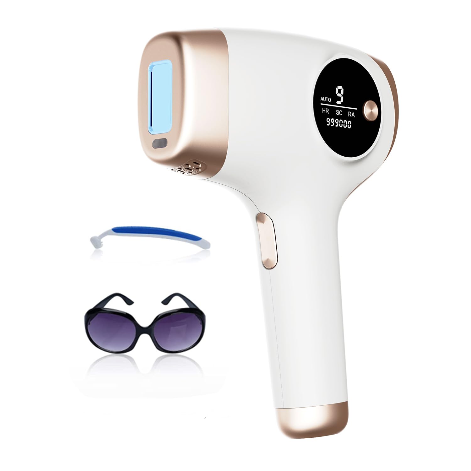 IPL-Laser-Haarentfernungsgerät für Frauen & Männer, 3-in-1 Dauerhafte Haarentfernung mit 9 Energieleveln, 999.000 Blitzen, Schmerzfrei & Effektiv für Gesicht, Körper, Bikinizone, Beine und Achseln