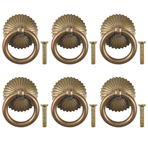 Manija del cajón metal 6 Piezas Tiradores de Latón Envejecido China Antigua Manija Tirador de Cajón Retro, Tirador de Cajón de Latón para Armarios, Cocina, Muebles, Cajones, Estilo Retro (cobre)