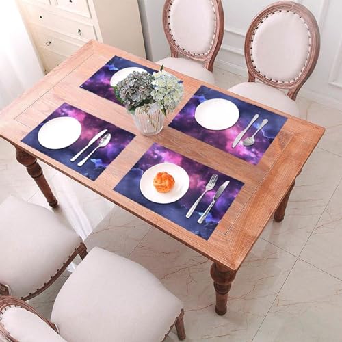 Set de table PVC tissé violet galaxie au design soigné moderne