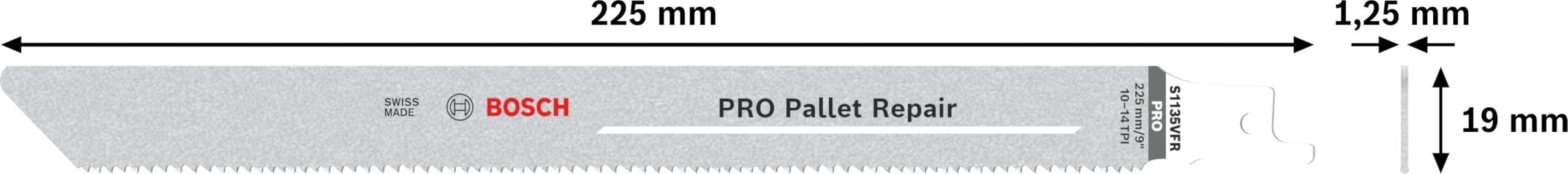 Bosch 100 hojas de sierra sable PRO Pallet S1135VFR para reparación (para acero, madera con clavos, longitud 225 mm, accesorio profesional de sierra sable)