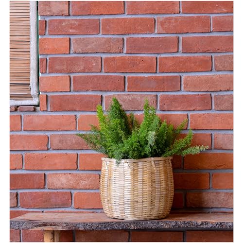 Image of Bamboo Basket - Versatile Indoor & Outdoor Use for Balcony, Terrace, Garden, Bedroom, Living Room, Flower Pot Storage for Toys, Clothes, Magazine, Laundry Basket (Small)