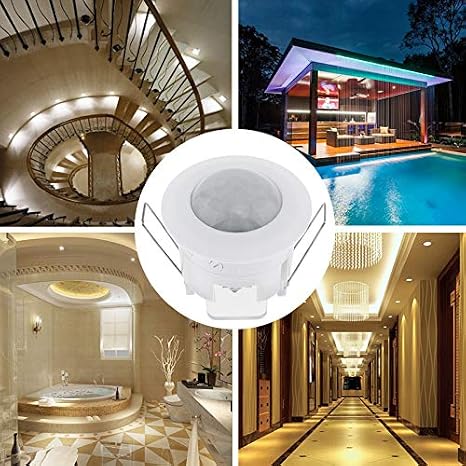RTNLIT 110-240V Infrared Motion Sensor Switch, Recessed PIR Ceiling Motion Sensor Detector Light Switch Adjustable 360 Degree