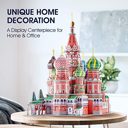 CubicFun LED Russia Cathedral 3D Puzzles for Adults Kids, St.Basil's Cathedral Architecture Building Church Model Kits Toys for Teens, 224 Pieces - Image 5