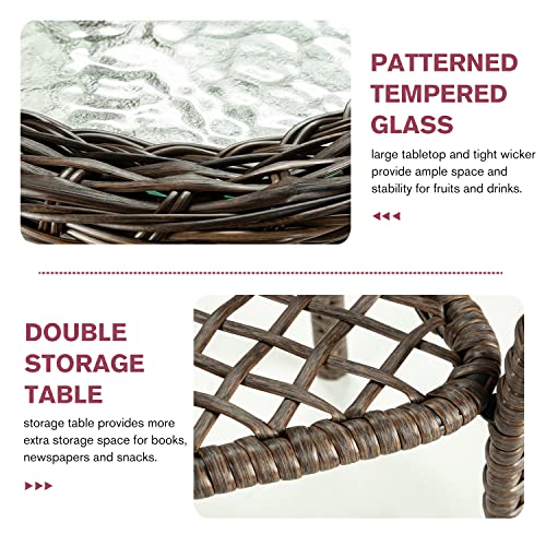 Imusee Rocking And Swivel Patio Chairs, 3 Pieces Outdoor Wicker Swivel Rocker Patio Set, Pe Wicker Patio Bistro Set With Burnt Red Cushions (Brown & Burnt Red) #TOP5