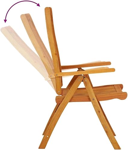 Miniatura 7 de Garden Chair Set of 2 Natural Eucalyptus Wood, Folding Outdoor Seating for Patio, Balcony, Dining, Adjustable Backrest, Oiled Finish