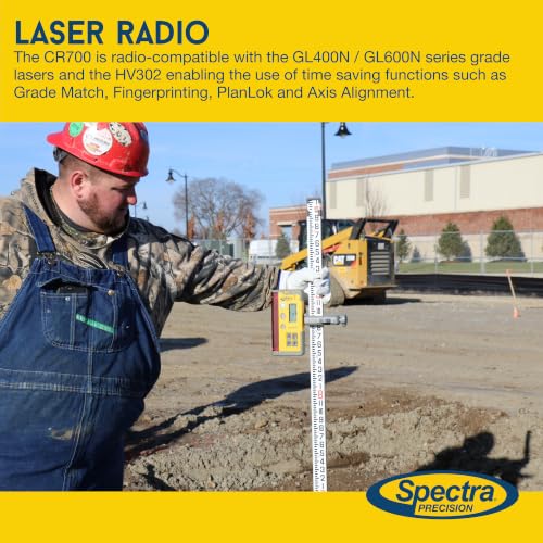 Image of Spectra Precision CR700 Combination Laser Receiver with C70 Rod Clamp, C71 Magnetic Mount, Alkaline Batteries, Patented Reception Technology