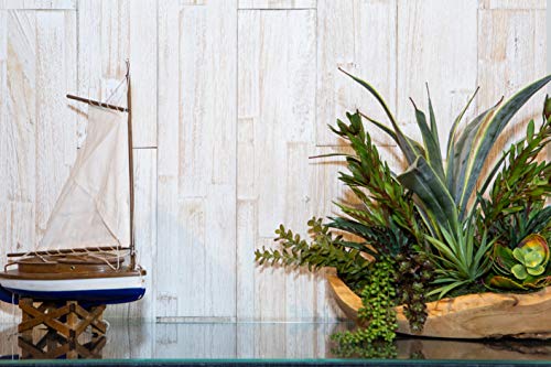 mywoodwall Non-Toxic DIY Wood Wall Paneling Brushed Grain Collection, Timeless Design, 100% FSC Certified Real Wood, Peel/Press Easy Installation, Antique White, 10.1sqf (7 Panels - 35-7/16" x 5-7/8")