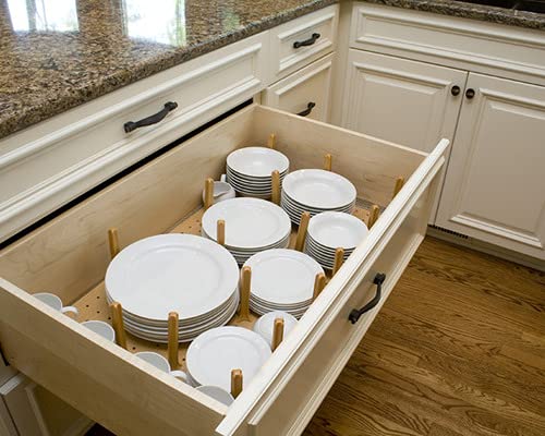 Solmer Ltd Light Beech Deep Drawer Organiser Plate Stack Insert For Drawer Depth 450-500 Mm (1000Mm (Width 893Mm) + 10 Pegs)