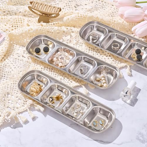 Image of 4 Pcs Esthetician Bowls Face Mask Tray Esthetician Supplies Stainless Steel Compartment Serving Tray Women Skincare Products Facial Bowl for Spa Salon Aesthetician Beauty, Nail Art (Silvery,Large)