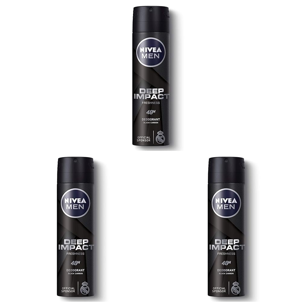 NIVEA MEN Deep Impact Freshness Deodorant Spray - For MEN, 150 ml (Pack of 3)