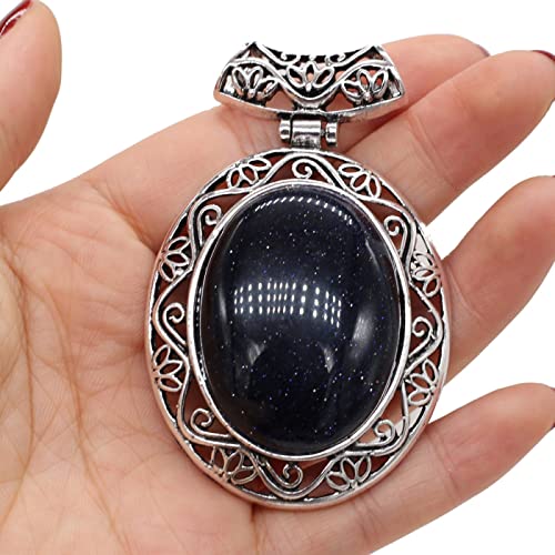 天然石シルバーカラーラピスラズリネックレスペンダントチャームジュエリー用クリスタル,青い砂