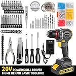 Brushless Compact Drill Tool Set, 60N.m 20V Cordless Drill Tool Box with 2 Battery, 135Pcs Man Household Tool Set with DIY Hand Tool Kits, 531 In-lb Tool Set with Drill for Daily Home Repair - Image 2
