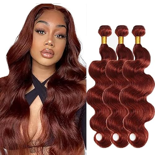 24 26 28 Hxxcoup Paquetes de Cabello Humano Bundles Body Wave Rojo marrón Extensiones de cabello natural Procesar Cabello Humano Virgen Brasileño Brazilian Remy Hair 24 26 28 Inch