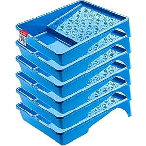 KADAX Verfbakje, grote verfschaal van kunststof, verfbak met handige handgreep, lakschaal, lichte schilderaccessoires, verfschaal, lakbak (6, blauw)