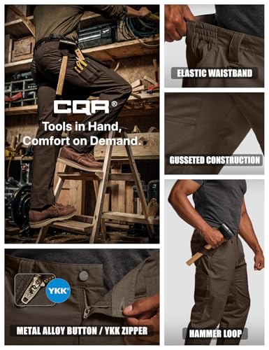 Image of CQR Men's Quick Dry Work Pants, Water Resistant Outdoor Tactical Pants, Lightweight Stretch Cargo Hiking Pants