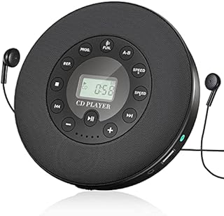Rechargeable Portable Bluetooth CD Player,Lukasa CD Player Portable,Compact Music CD Disc Player for Car/Travel, Home Audio Boombox with Stereo Speaker & LCD Display,Support CD USB AUX Input,2000mAh